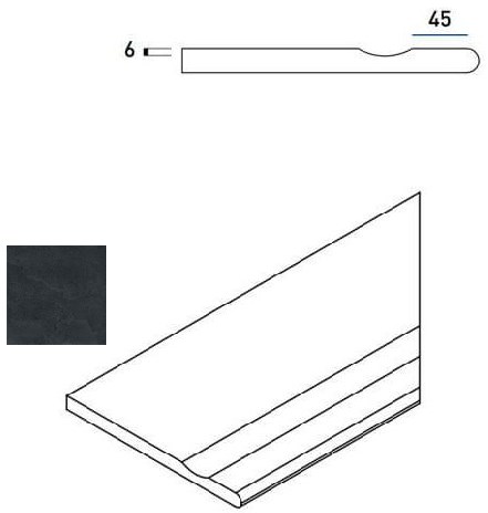 620090000411 Бордюр Materia X2 Титанио Бортик 30x60 с Выемкой Закругленный Правый Натуральный