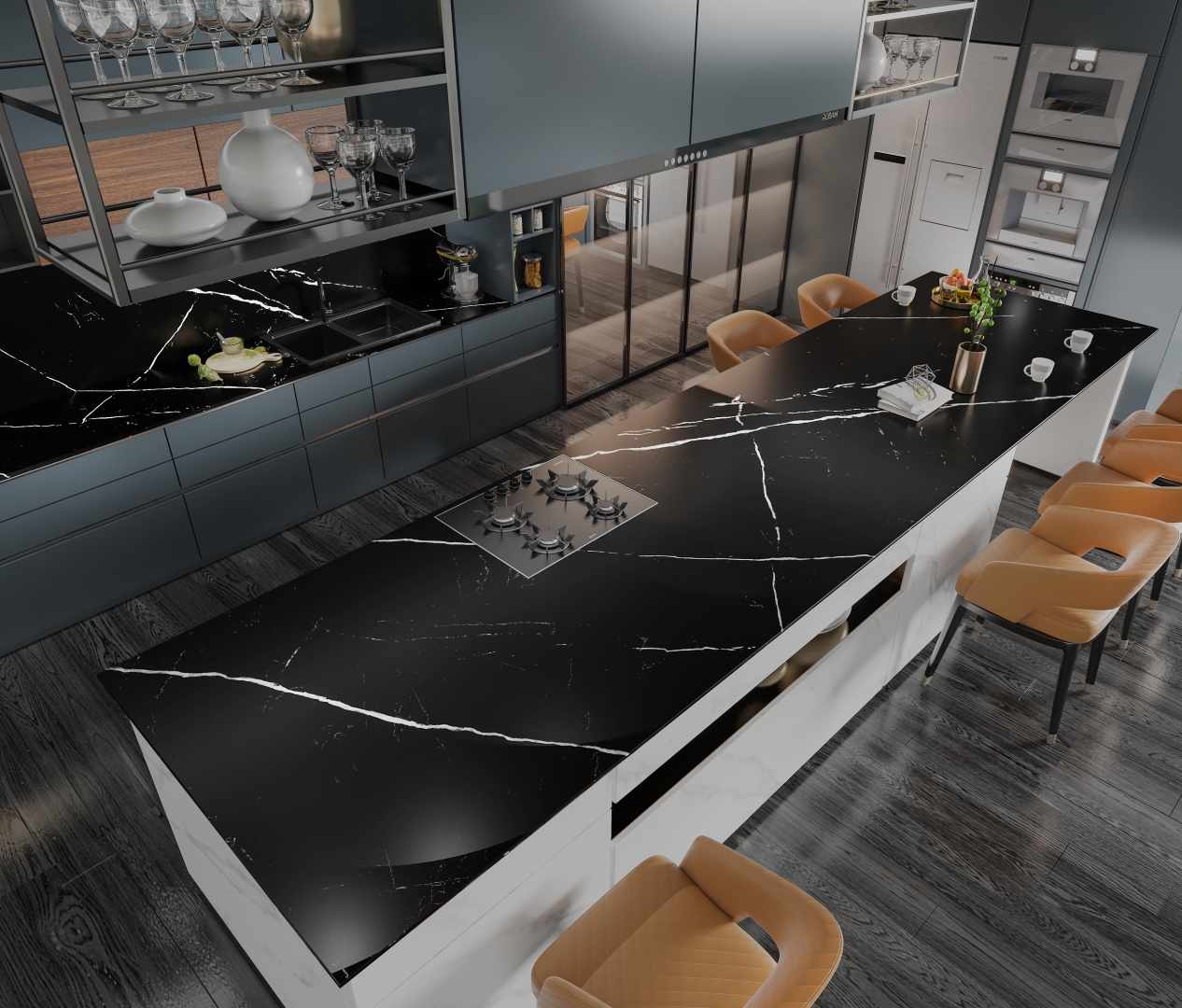 На пол New Bulgaria Black Matt Спеченный камень 1600x3200x12 - фото 3