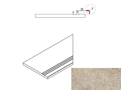 620090000641 Бордюр Everstone X2 Дезерт Бортик 30x60 Грип Правый