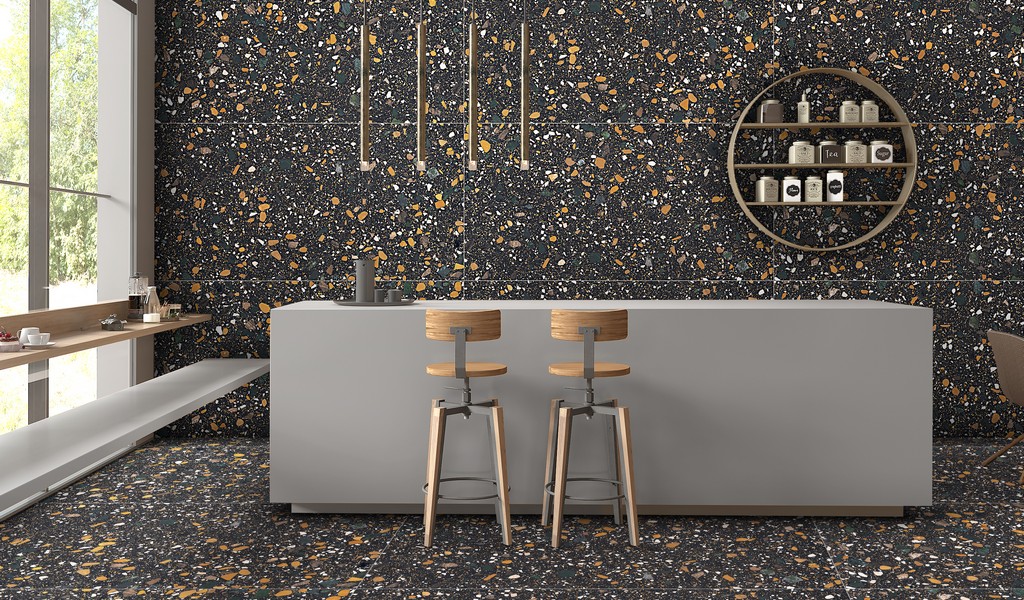 ENIND3214MT80160 На пол Industrial Terrazzo Black Matt 800x1600x9 - фото 17