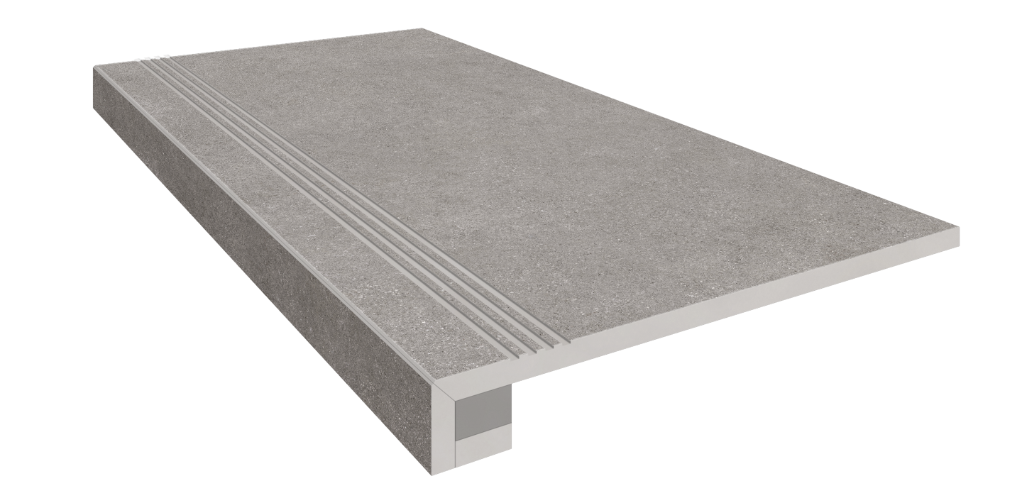 Set/Steptrade/LN02_NS/33x120/Stripe/LN02_NS/14,5x120 Ступень Luna Комплект LN02 Grey 120х33 неполированная прямоугол. бортик+Подступенок 14.5x120