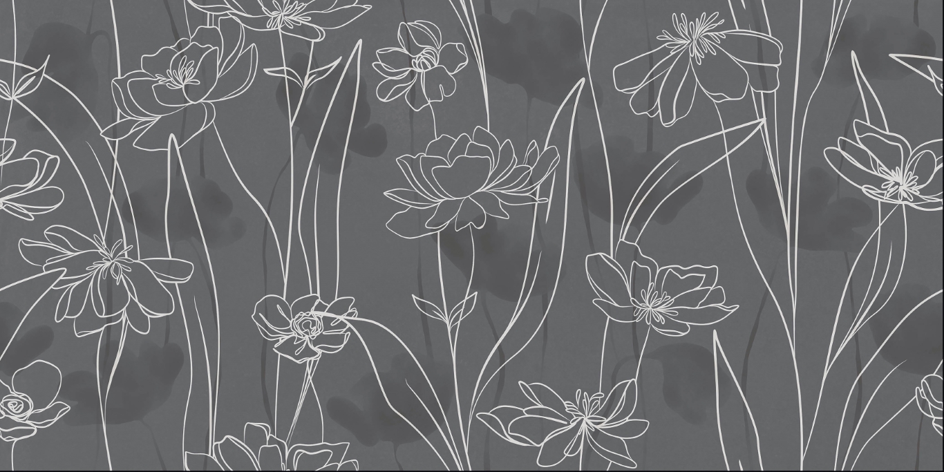 17552 На стену Floresta Цветы серый ректификат 60x120