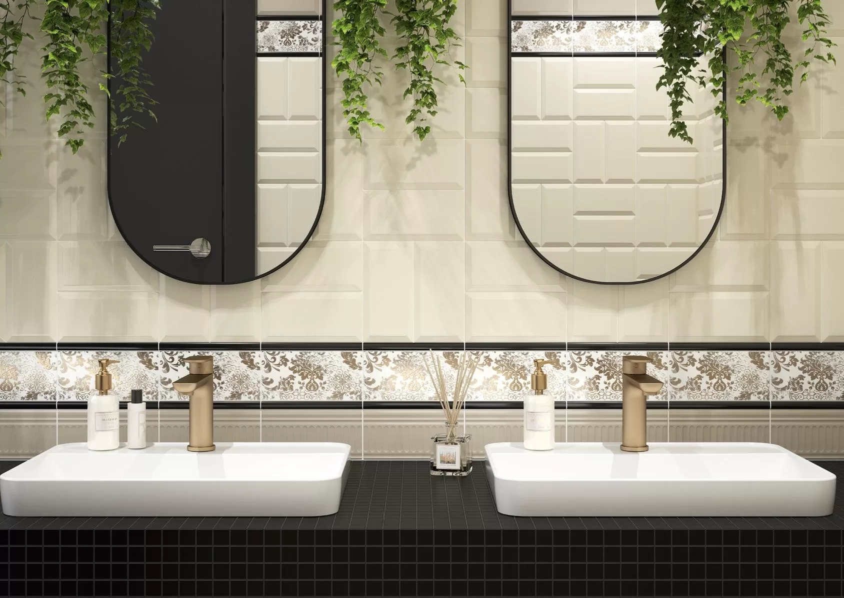 19041 На стену Бланше Черный грань 20x9.9 - фото 2