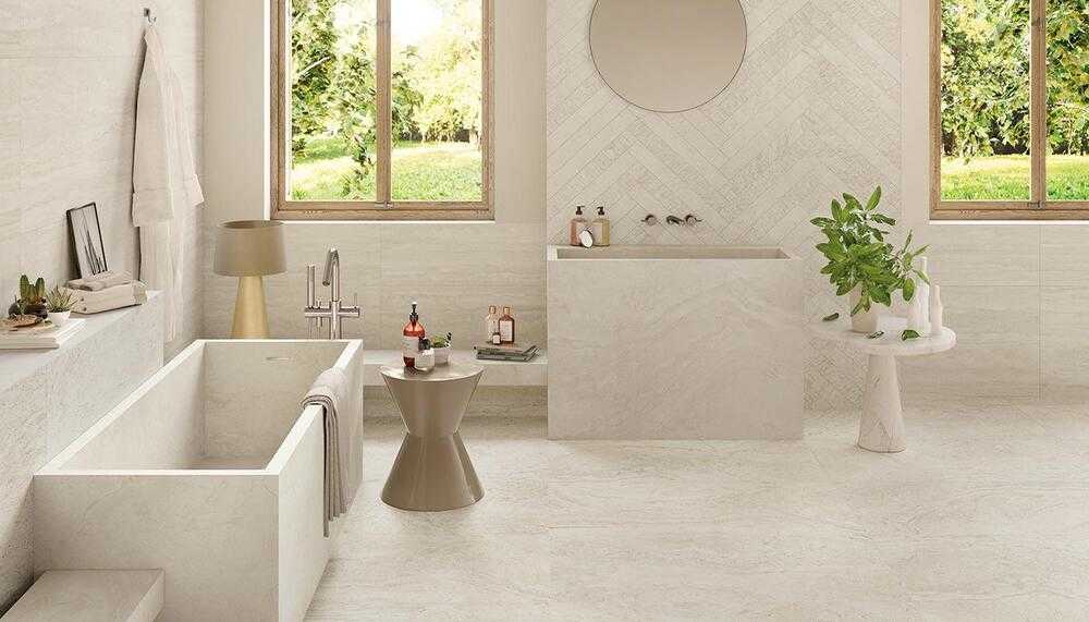 ELL7 На пол Unique Travertine Minimal Cream Nat Rett 6.5mm 120x278 - фото 3