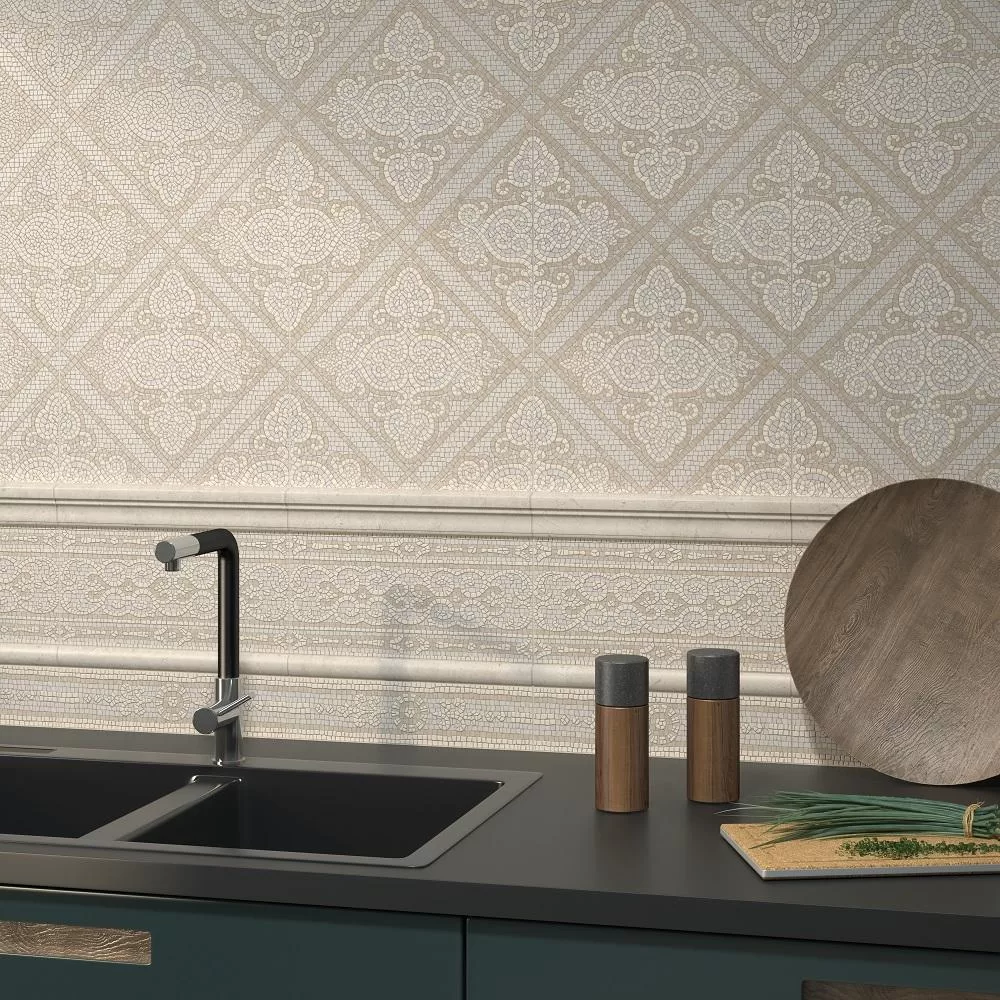 T025/11207 Декор Карму Мозаичный Бежевый Матовый 75х15 - фото 10