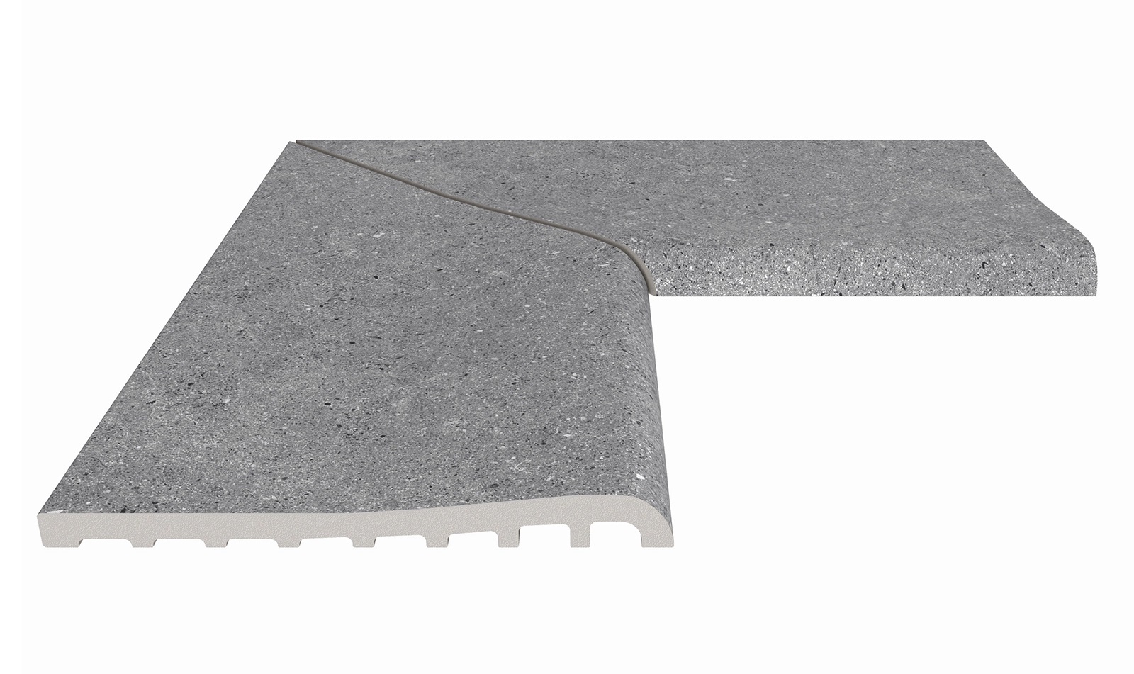 Бордюр Terrace Antislips Natural Series Угол фарфорового плоского поручня внутренний Cement Grey 25x50