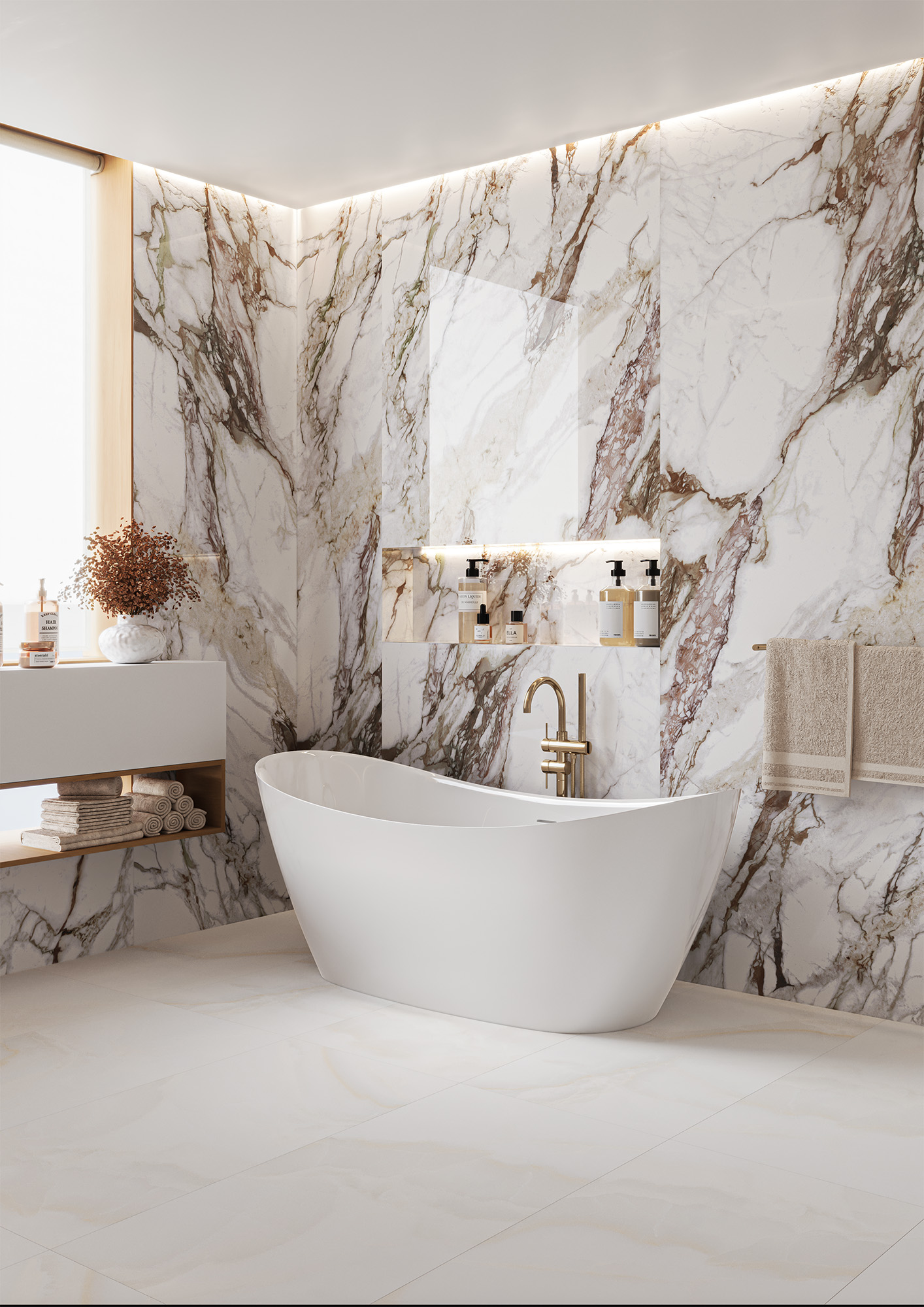 На пол Polished Calacatta Rose High Glossy 2780х1200х6 - фото 26