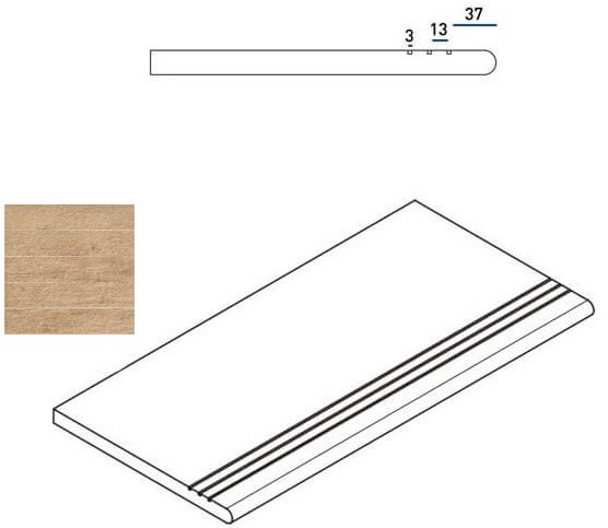 620040000031 Ступень Natural Life Wood X2 Олив Закругленная Грип 30x60