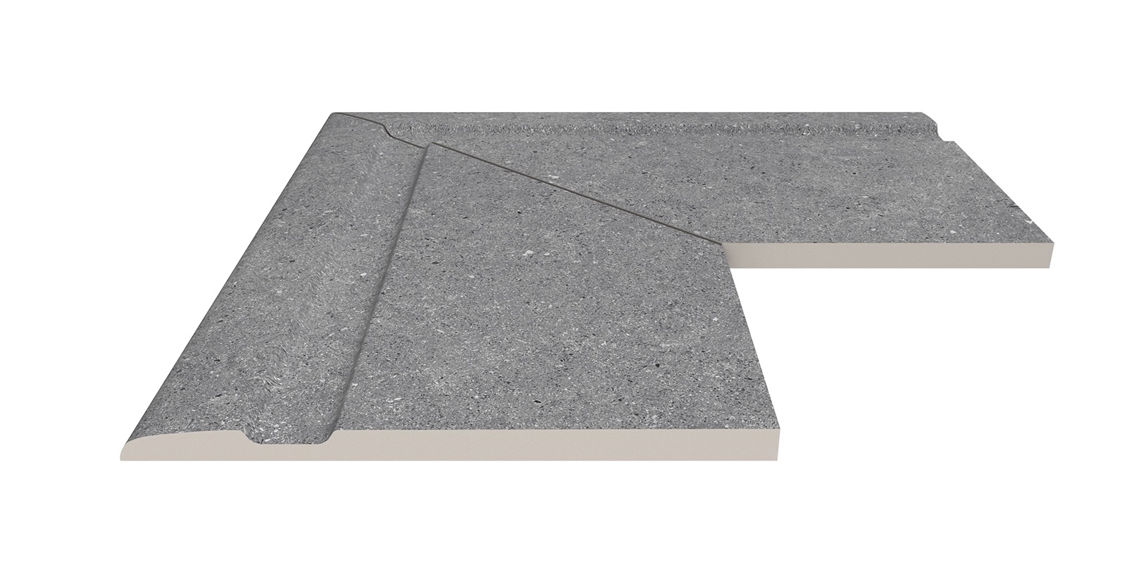 Бордюр Terrace Antislips Natural Series Угол фарфорового поручня наружный 90 Cement Grey 30x50