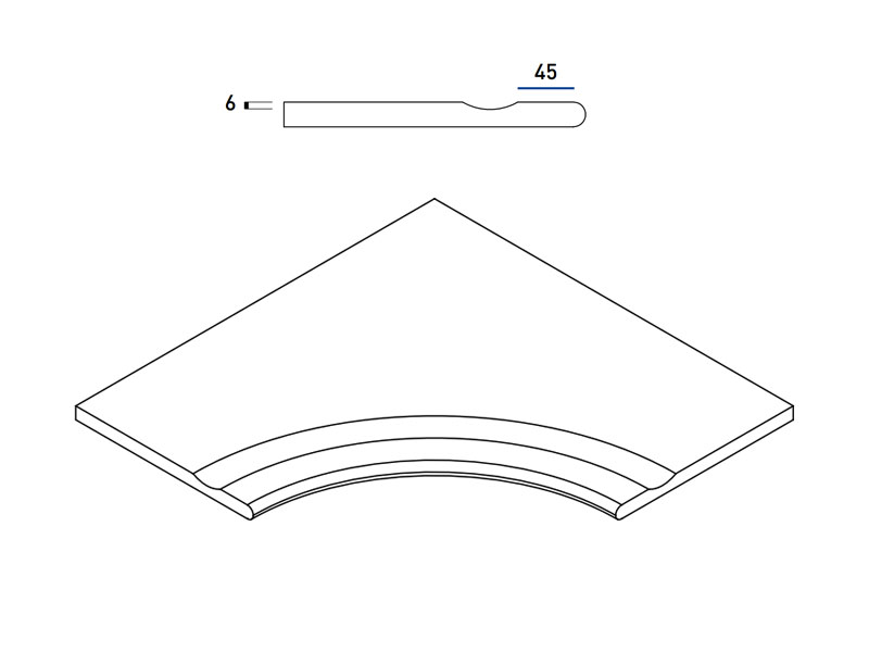 620090000694 Бордюр Skyfall X2 Гриджио Альпино с выемкой угловой закругленный 60х60