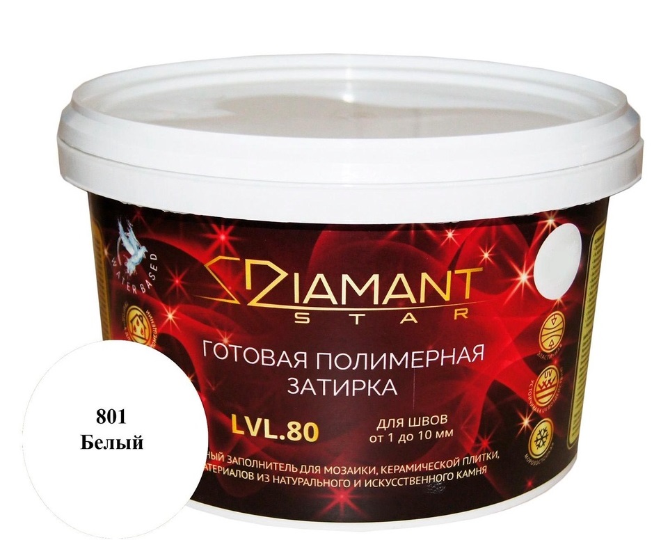  Полимерная затирка Diamant Star 801 Белый 2кг.