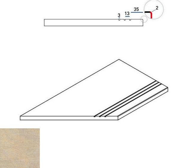 620090000257 Бордюр District X2 Сэнд Бортик 30x60 Грип Левый