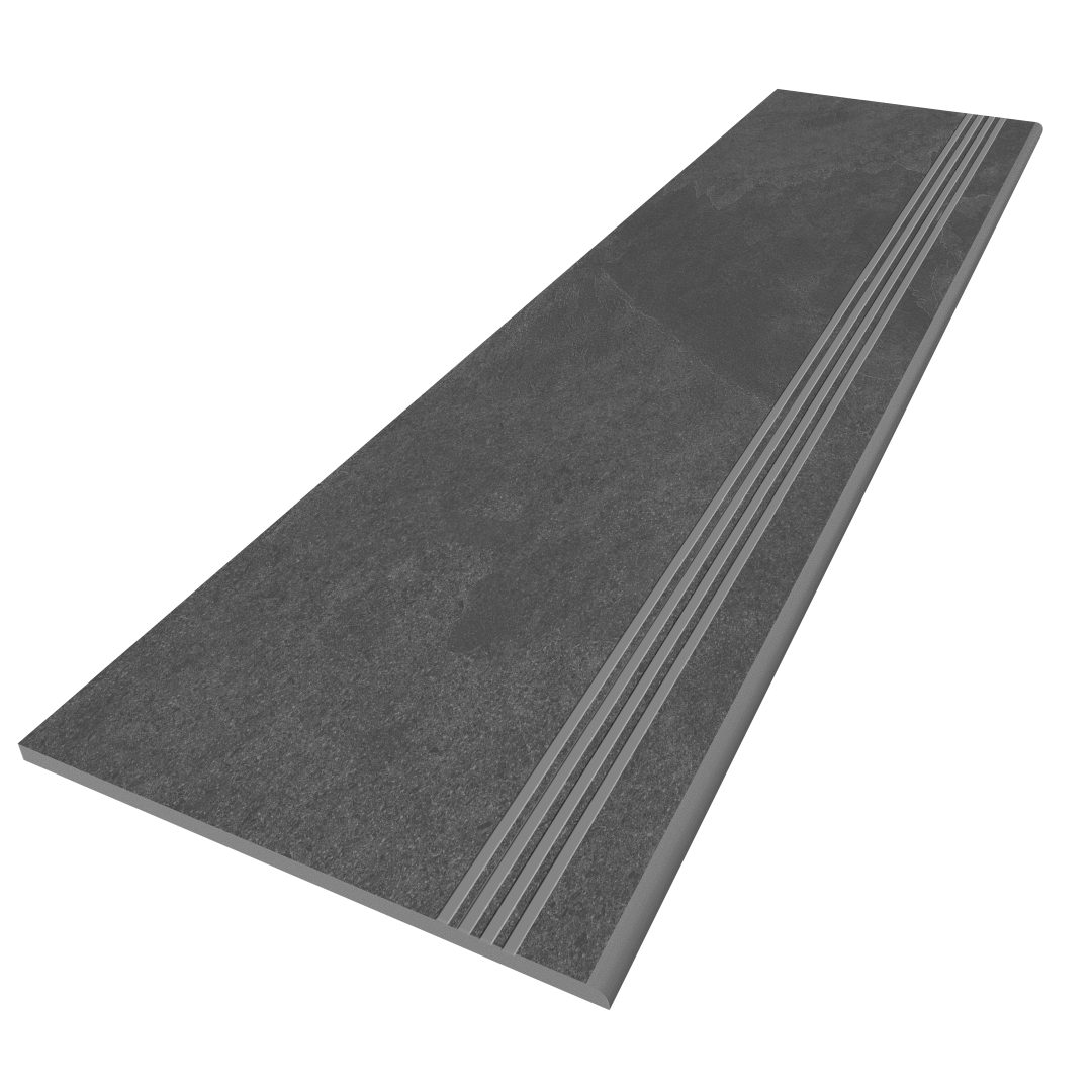 Steptrade/TE04_NS/30x120x9 Ступень Terra TE04 Черный Неполированная с насечками 30x120x9