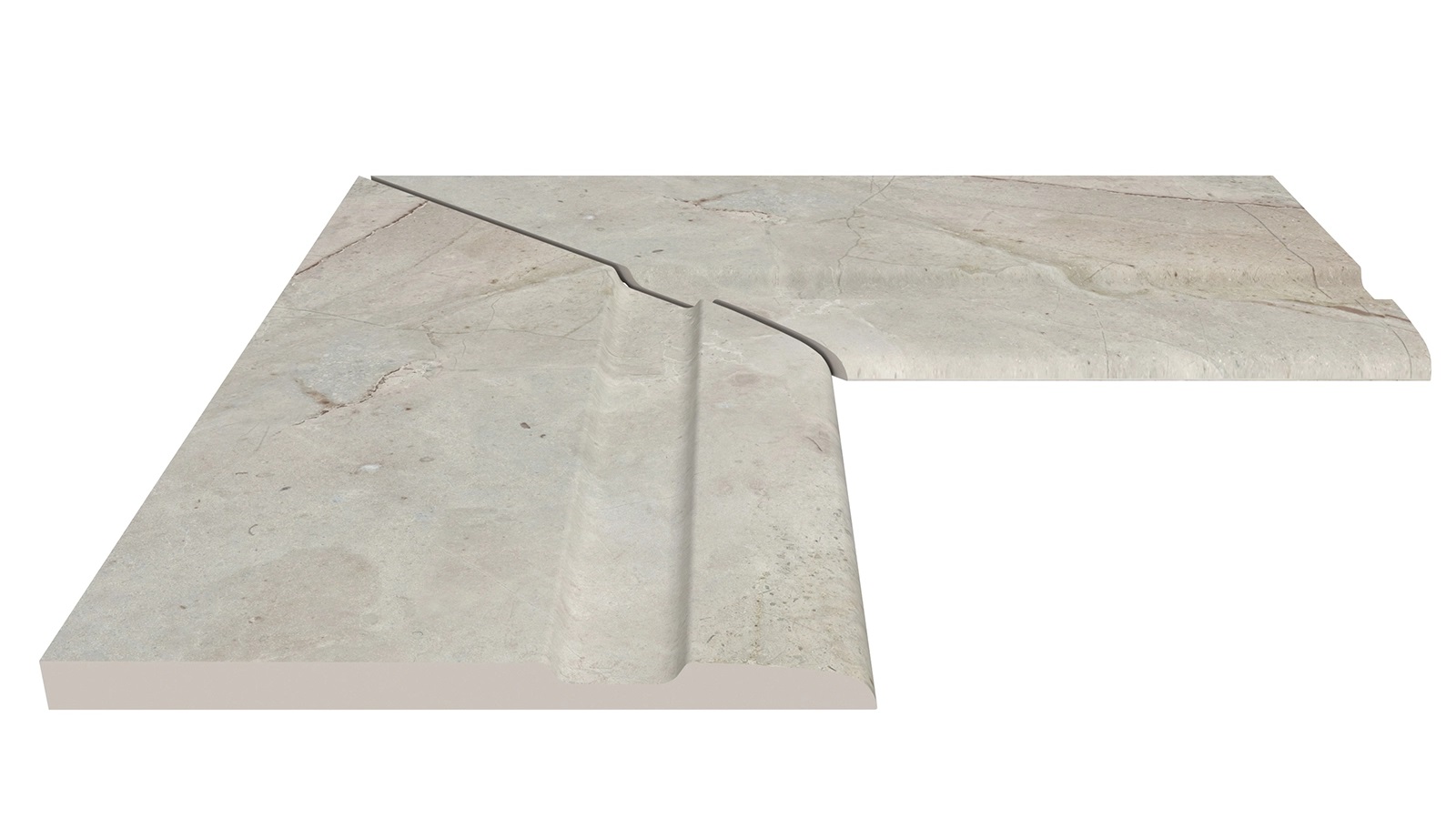 Бордюр Terrace Antislips Natural Series Угол фарфорового поручня внутренний 90 Beige Stone 25x50