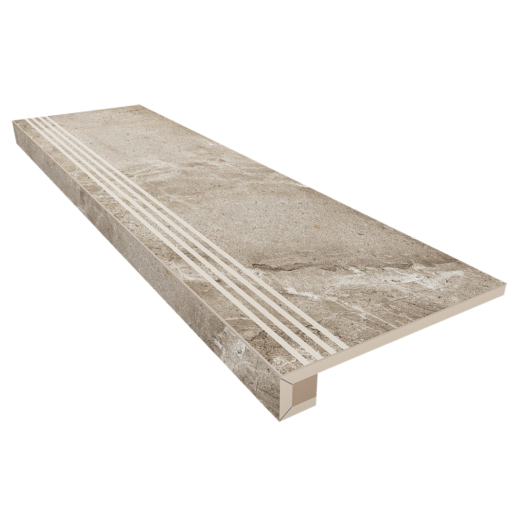 Set/Steptrade/KA02_NS/33x120/S1/Riser/KA02_NS/14,5x120 Ступень Kailas KA02 Light Beige Неполированная (комплект ступень и подступенок 120x14.5)