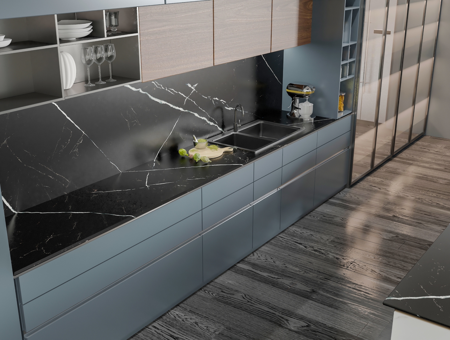 На пол New Bulgaria Black Matt Спеченный камень 1600x3200x12 - фото 2