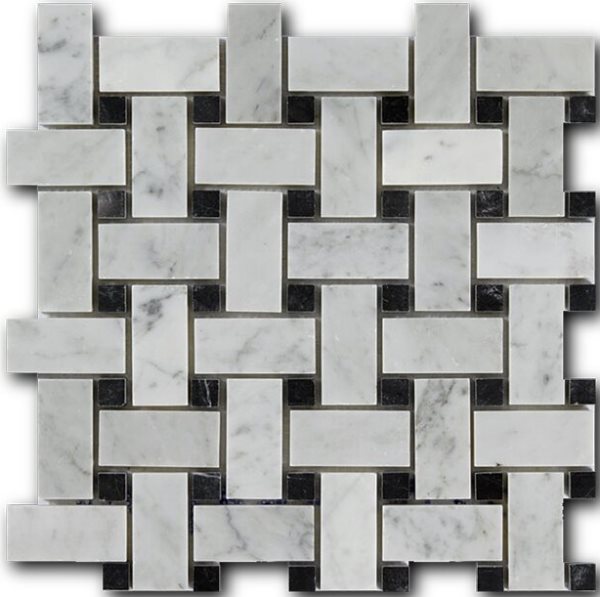 На стену Basket Weave Bianco Carrara + Nero Marquina