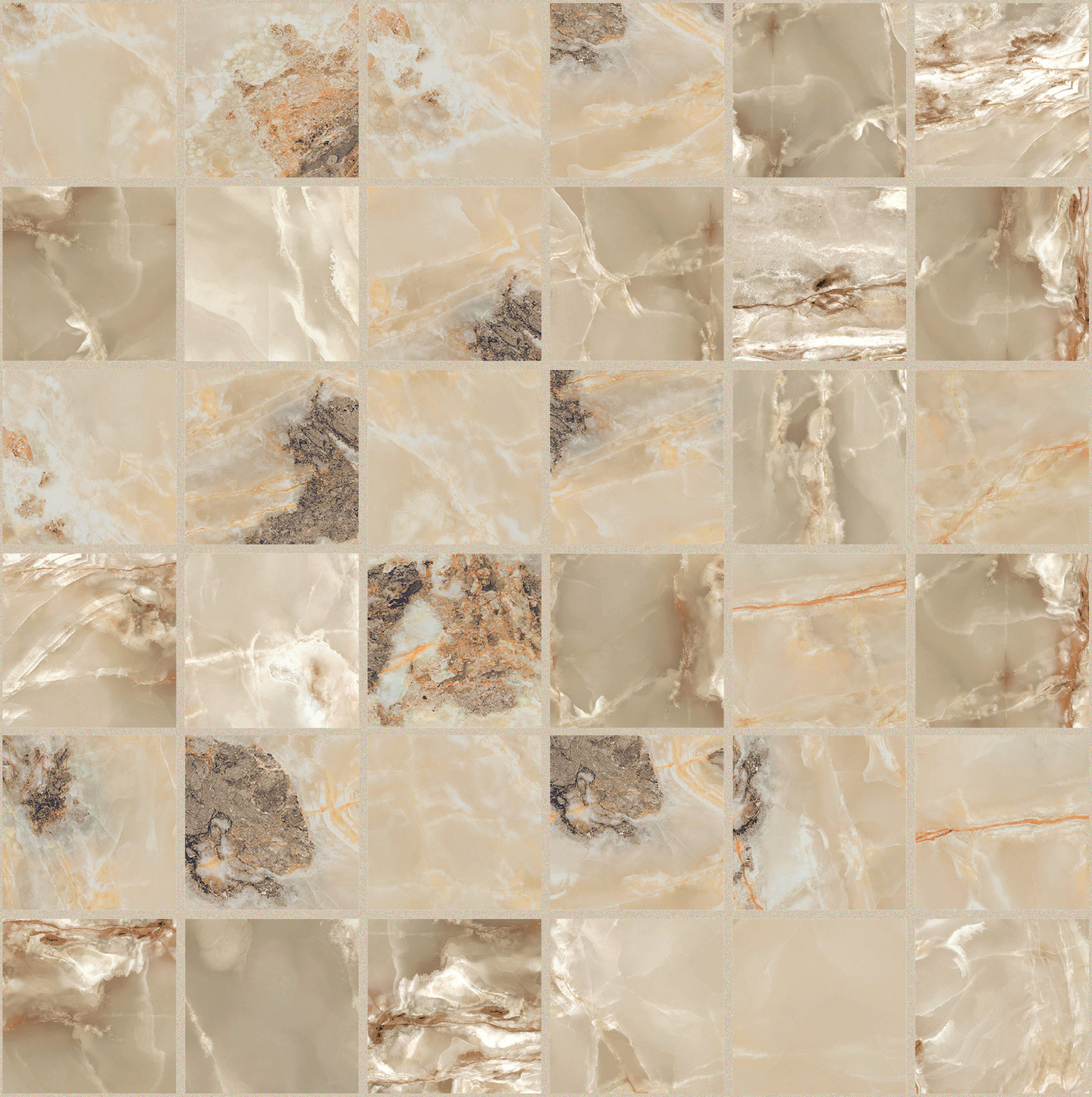 767751 На пол Onyx and More Golden Blend Glossy Mosaico 5x5 30x30