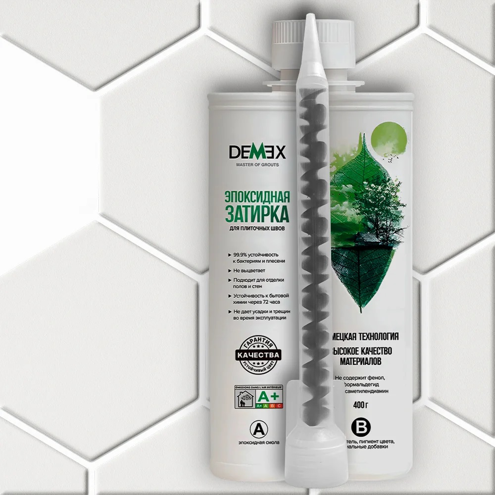  Глянцевая двухкомпонентная эпоксидная затирка 001 Белый