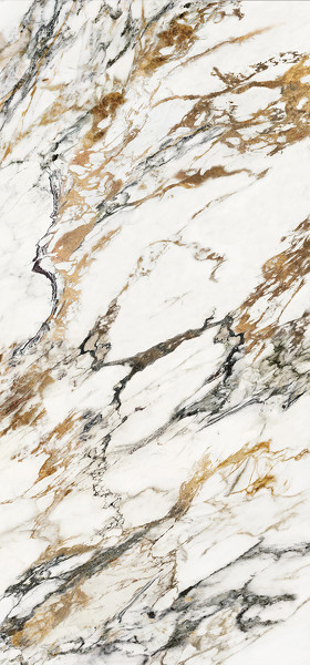 На пол Hermes Golden Rimmed White Polished Спеченный камень 1200x2700x6 - фото 2