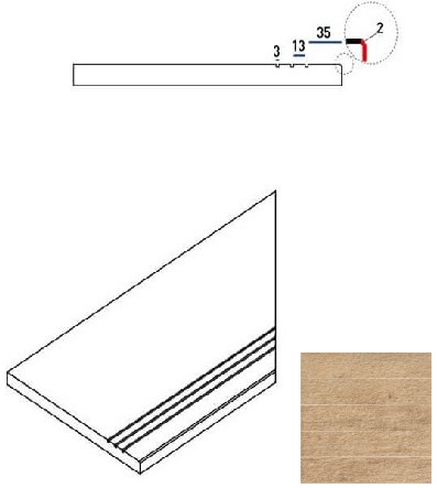 620090000239 Бордюр Natural Life Wood X2 Олив Бортик 30x60 Грип Правый