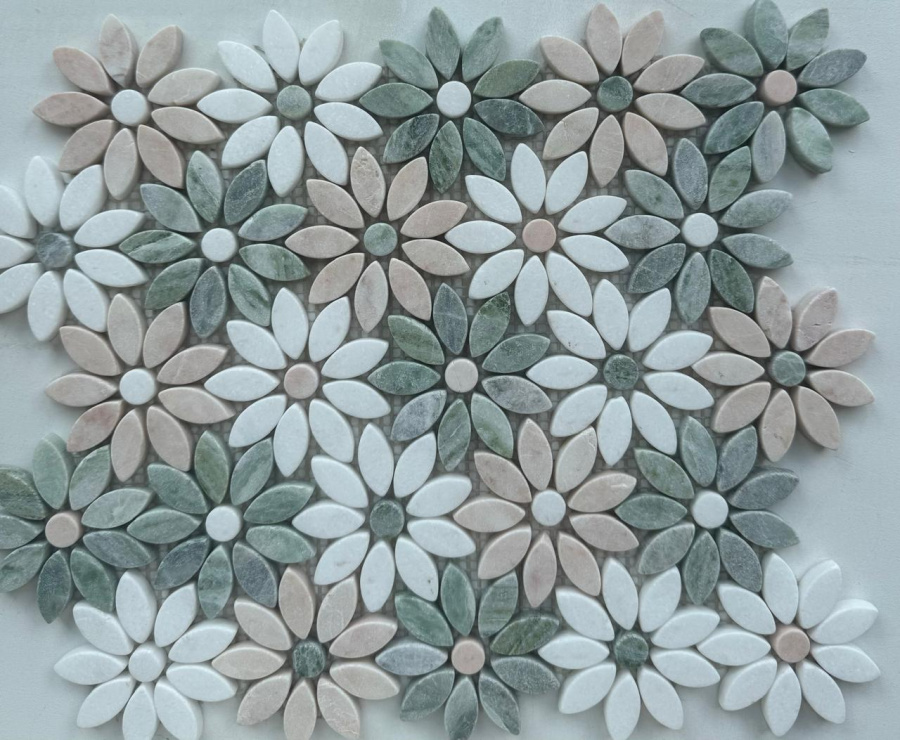 PIX1006 На пол Каменная Thite.Jet Green.Pink Rose сетка 325х290x8