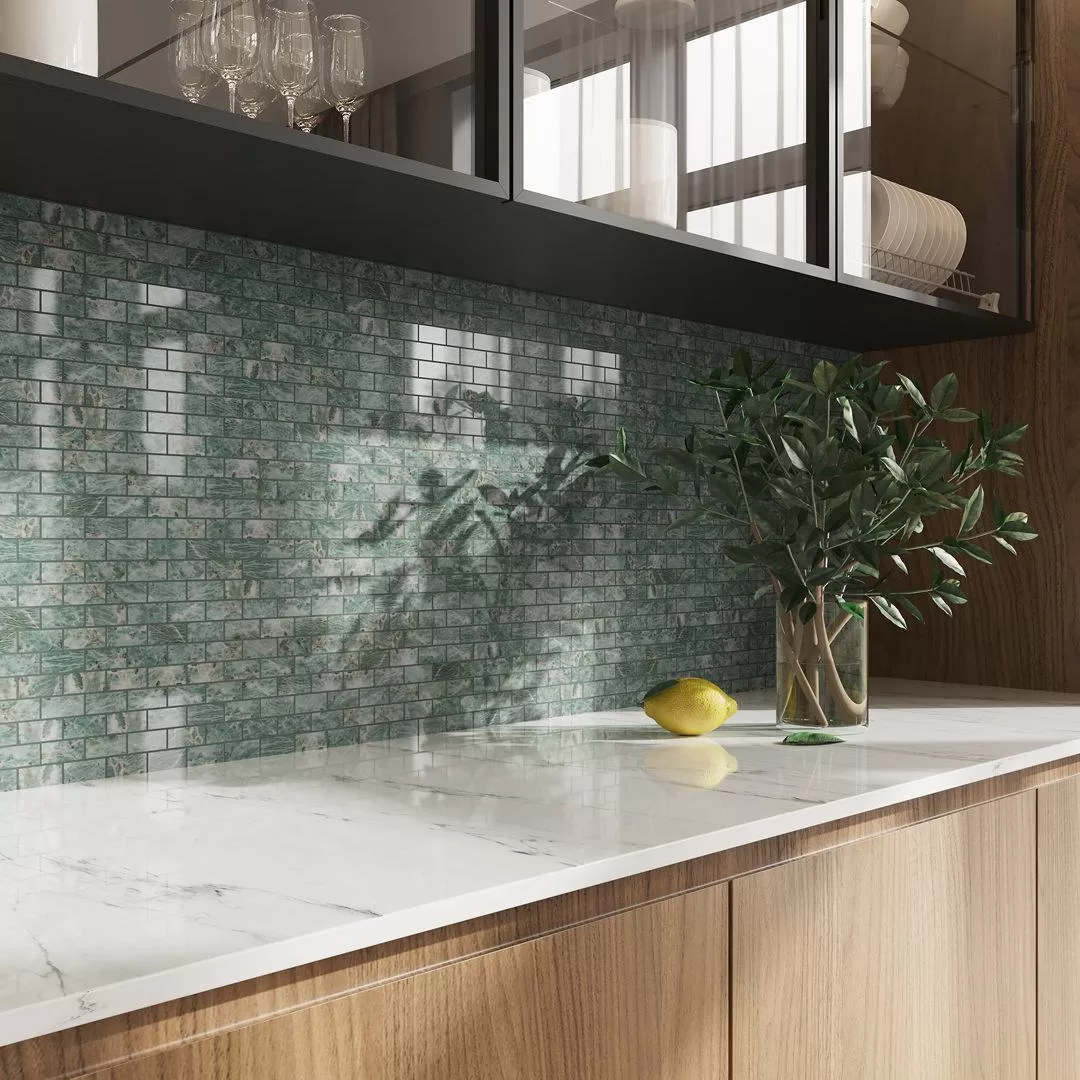 MM13121T Декор Эвора Мозаичный бежевый глянцевый 32x30x0.9 - фото 7