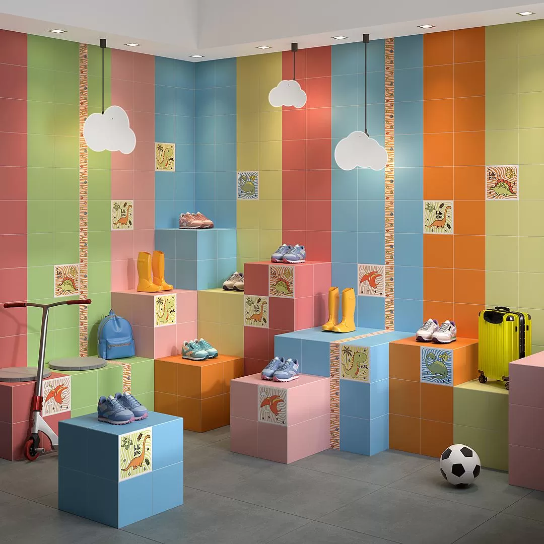 148 Бордюр Динозаврики Синий матовый 20x1.5 - фото 6