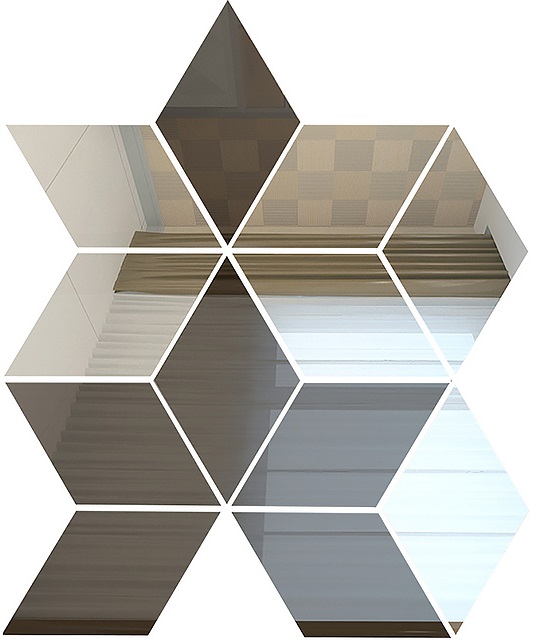 РЦГ6040С1 Настенная Зеркальная мозаика Ромб цвет графит (60%) + серебро (40%) 210х260