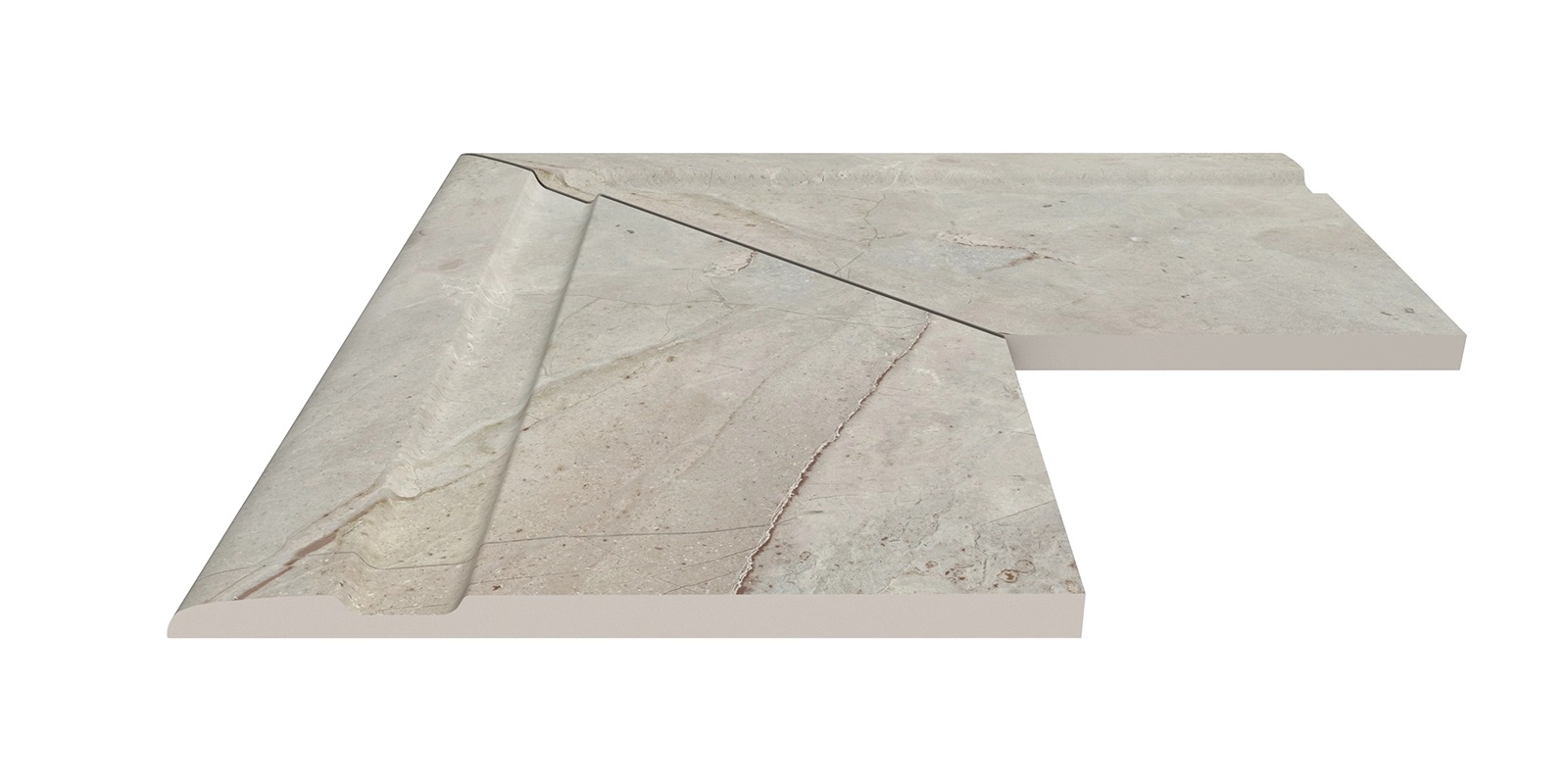 Бордюр Terrace Antislips Natural Series Угол фарфорового поручня наружный 90 Beige Stone 30x50