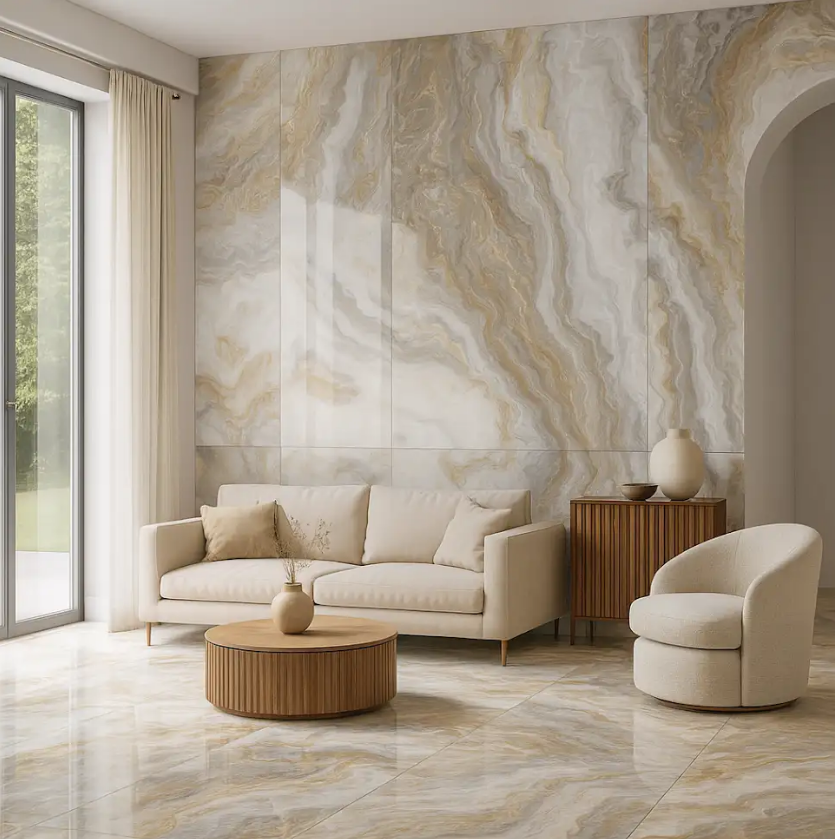 175 На пол Glossy Onyx Gold 7735 GL Lux 60х60 - фото 13