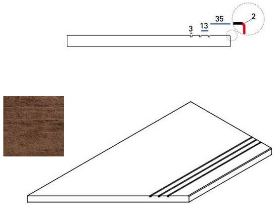 620090000243 Бордюр Natural Life Wood X2 Пэппер Бортик 30x60 Грип Левый