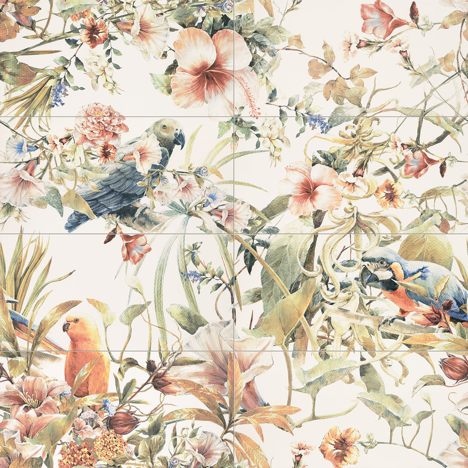 DS-01-230-1198-1198-1-012 Панно Modern Pearl Parrots (комплект 8шт) 119.8x119.8