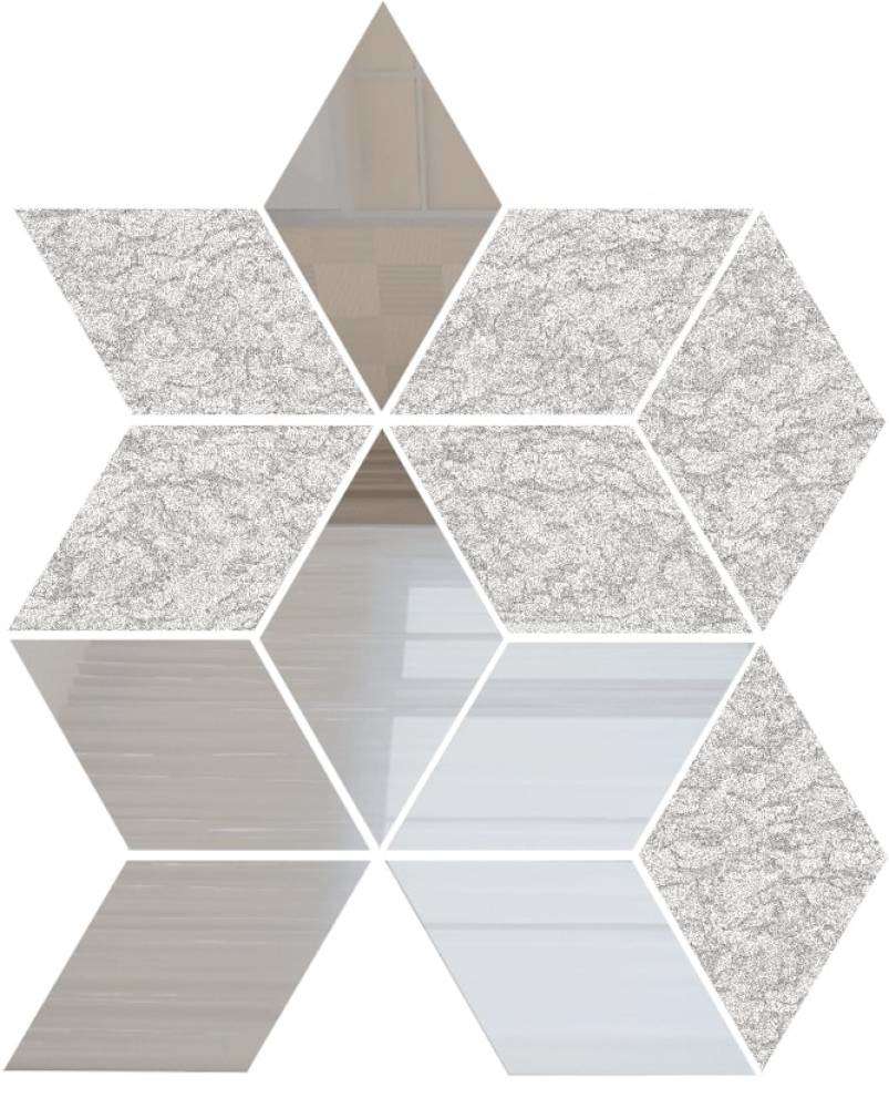РЦС6040Х1 Настенная Зеркальная мозаика Ромб цвет серебро (60%) + хрусталь (40%) 210х260