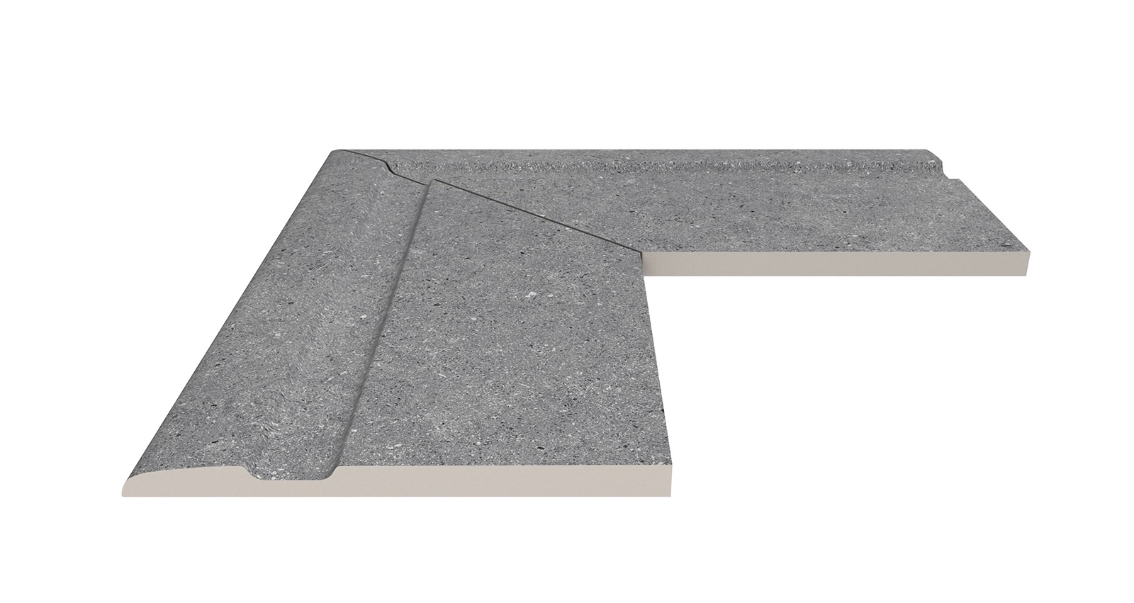 Бордюр Terrace Antislips Natural Series Угол фарфорового поручня наружный 90 Cement Grey 25x50