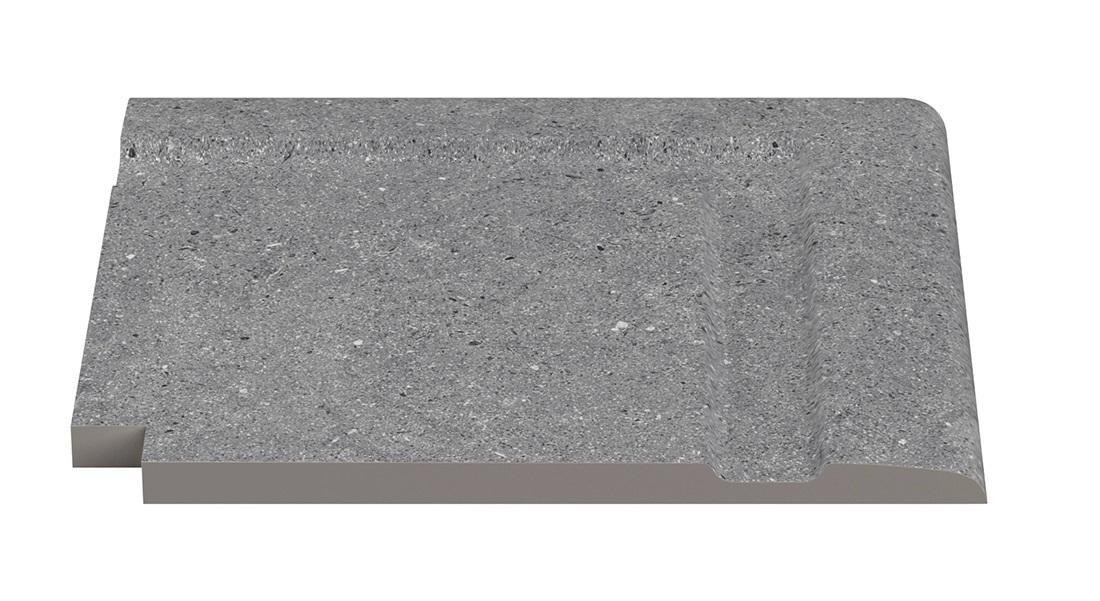Бордюр Terrace Antislips Natural Series Угол фарфорового поручня наружный Cement Grey 30x30