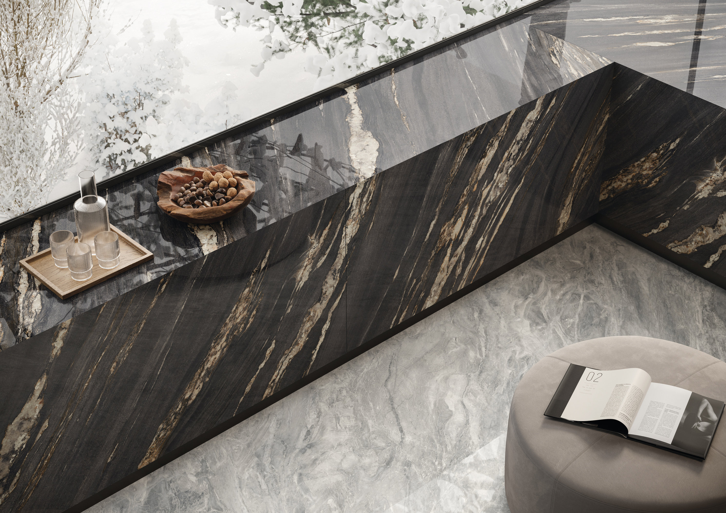 SY315338MF6 На пол Marmi Maxfine Black Marquinia Silky 150x300 - фото 17