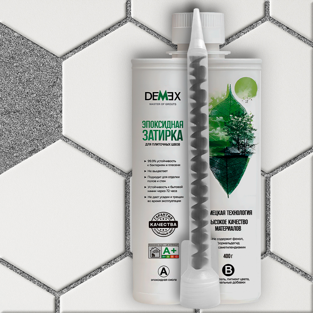  Глянцевая двухкомпонентная эпоксидная затирка 006 Благородный серебристый