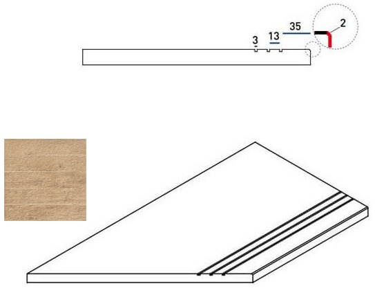 620090000240 Бордюр Natural Life Wood X2 Олив Бортик 30x60 Грип Левый