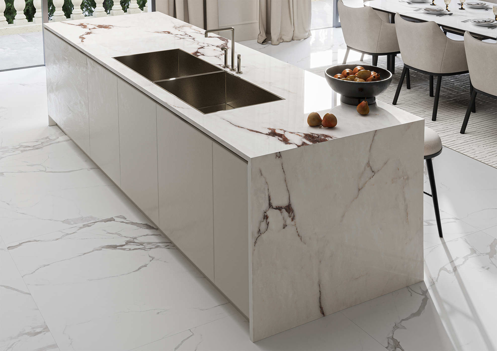 На пол Polished Arbes White High Glossy 2780х1200х6 - фото 32