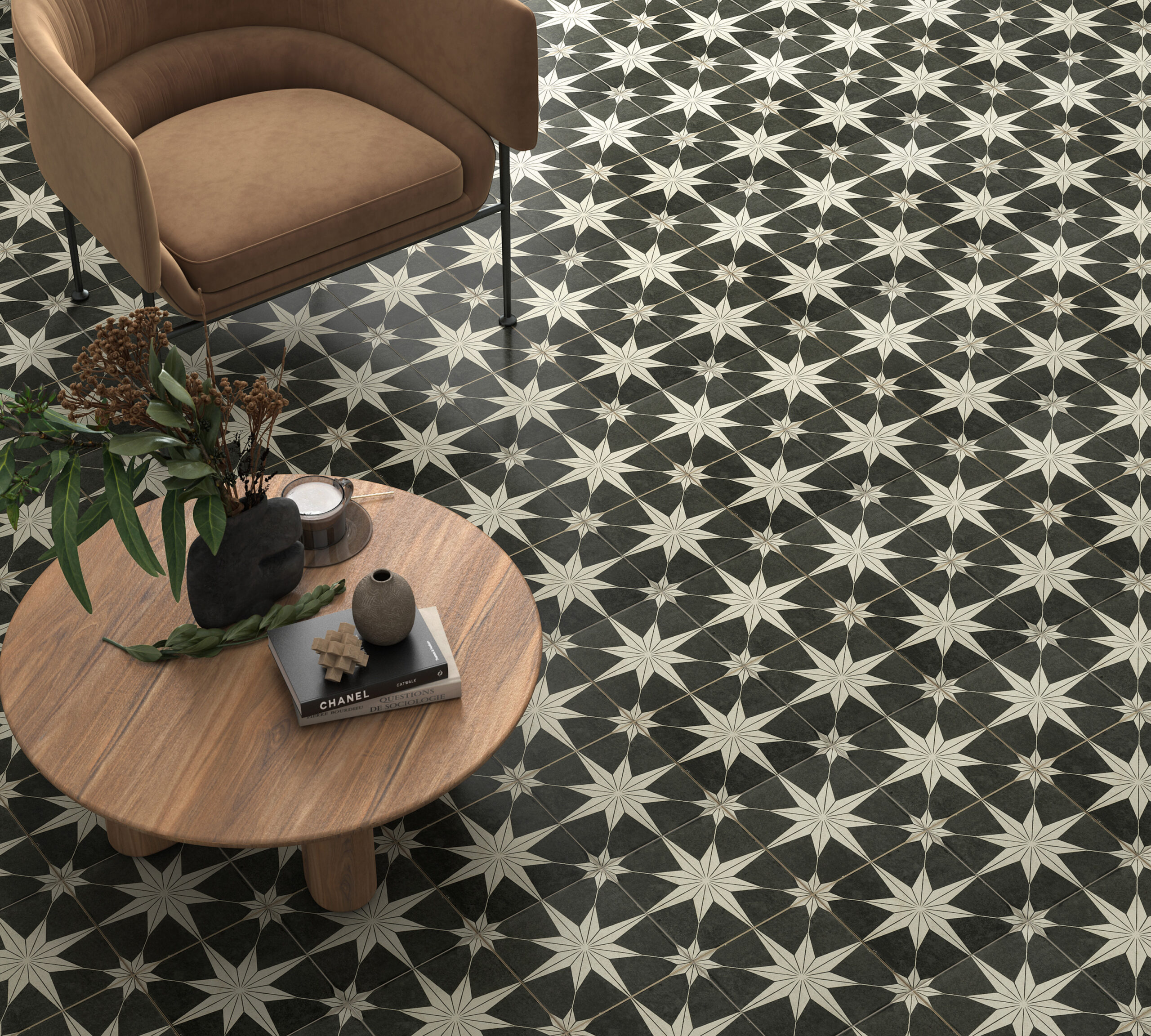 На пол Scintilla Chess Olive Green Pre-cut 45x45 - фото 2