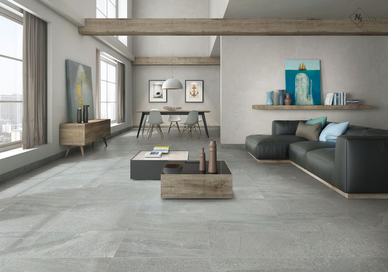 NSC8045 На пол Porcelain Tile 8045 Серый матовый 80x80 - фото 48