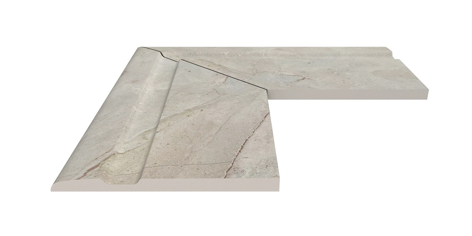 Бордюр Terrace Antislips Natural Series Угол фарфорового поручня наружный 90 Beige Stone 25x50