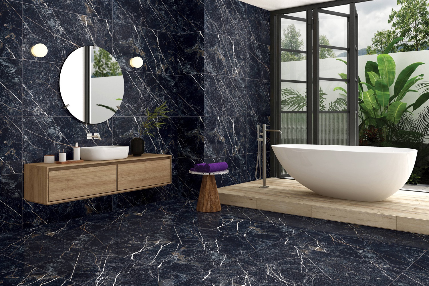 На пол Obsidian Black Sparkle Dark 60х120 - фото 10