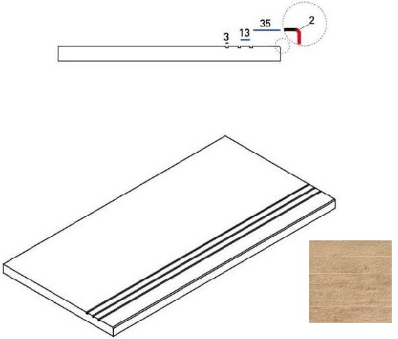 620090000238 Бордюр Natural Life Wood X2 Олив Бортик 30x60 Грип