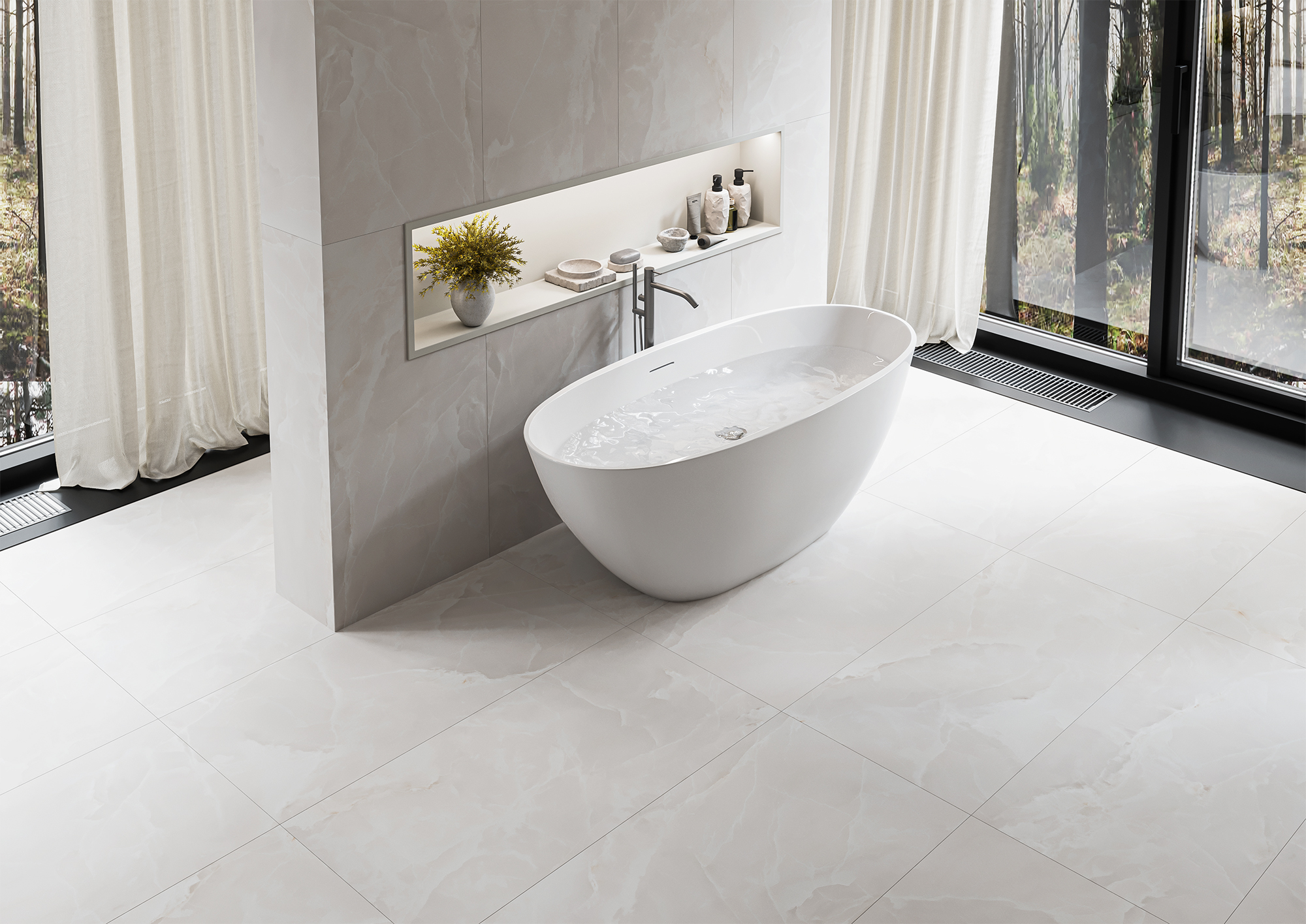На пол Luna Rossa Onyx Elegant Pearl Satin 60x120 - фото 25