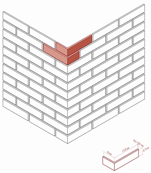 335-05 На стену Йорк Брик Угловой элемент к плоскости 335-00 - фото 2