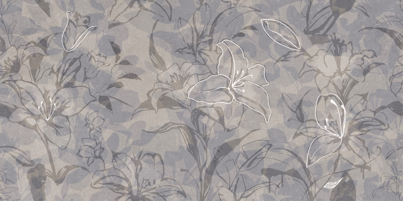 17551 На стену Floresta Цветы синий ректификат 60x120 - фото 6