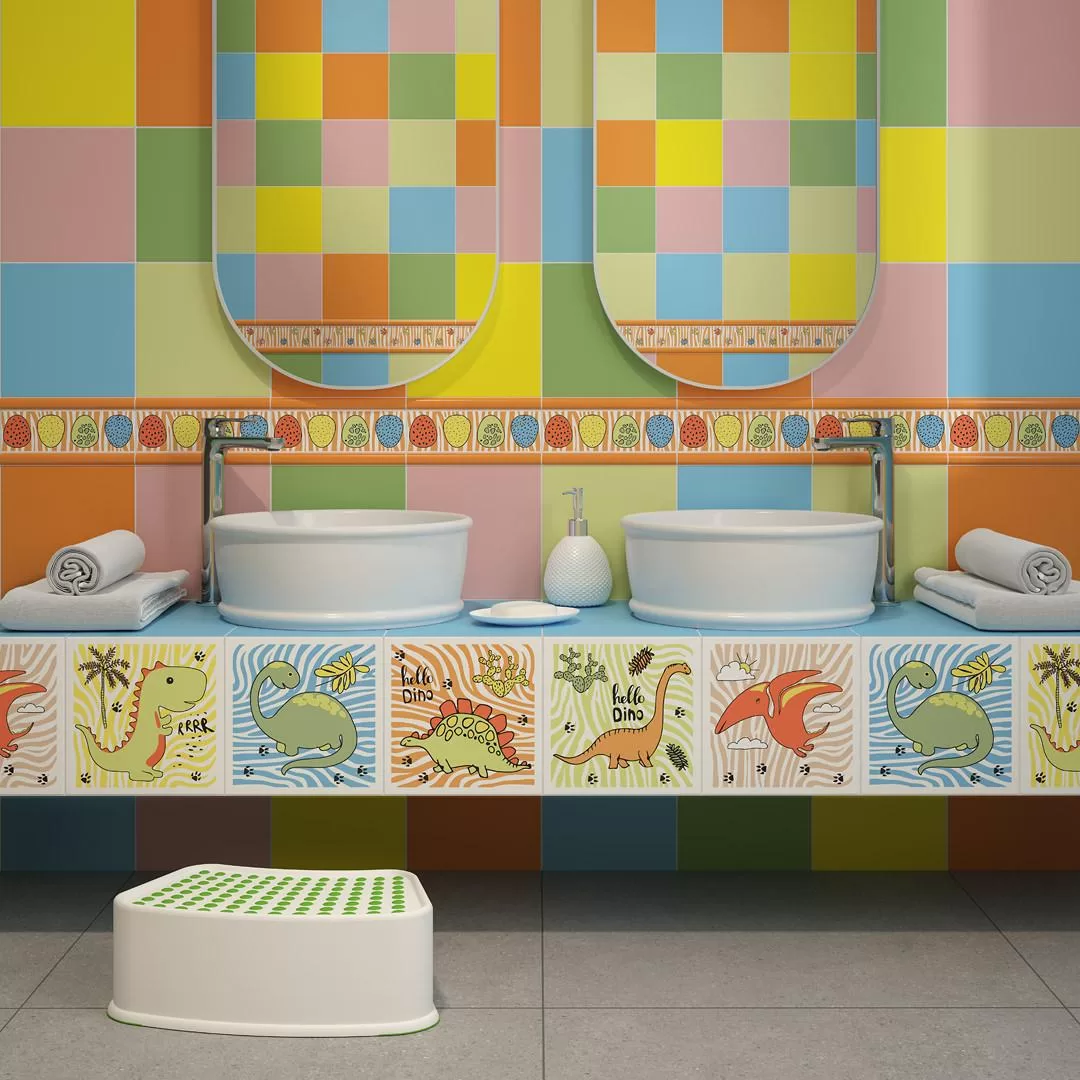 148 Бордюр Динозаврики Синий матовый 20x1.5 - фото 2