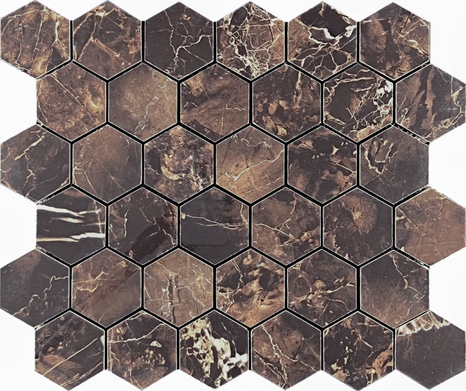 Декор Copper Slab Black Mosaic Hexagone - фото 5